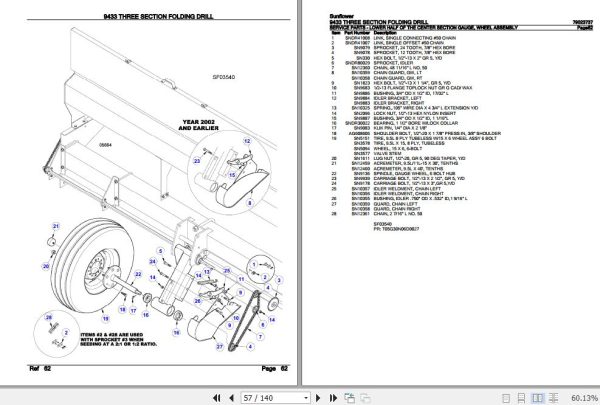 Sunflower Three Section Folding Drill 9433 Parts Catalog 79023737 2