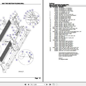 Sunflower Two Section Folding Drill 9421 Parts Catalog 79023730 2