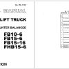 TCM Forklift FB10 6 FB15 6 FB15 16 FHB15 6 Parts Manual PB 77AF 1