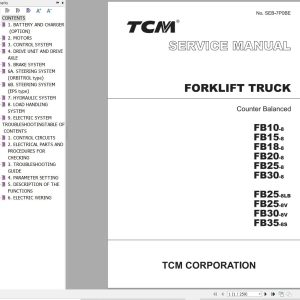 TCM Forklift FB10 8 to FB35 8S Service Manual SEE 7P0BE 1