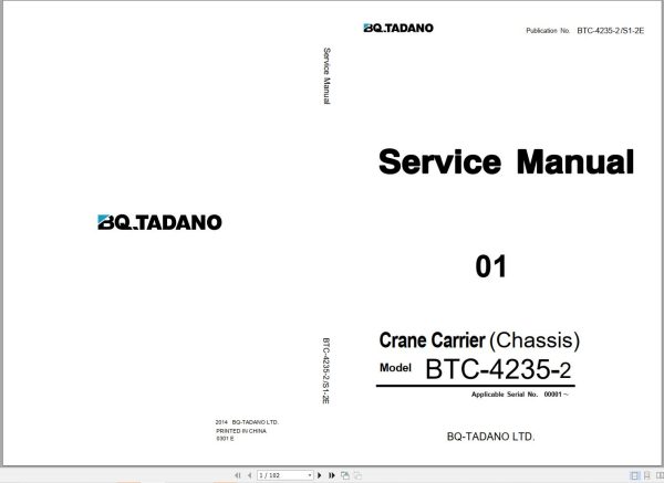 Tadano Crane Carrier BTC 4235 2 Service Manual BTC 4235 2 S1 2E 1