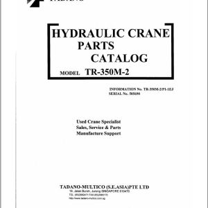 Tadano Hydraulic Crane TR 350M 2 Parts Catalog TR 350M 2 P1 1EJ 1