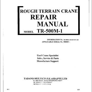 Tadano Hydraulic Crane TR 500M 1 Repair Manual 1