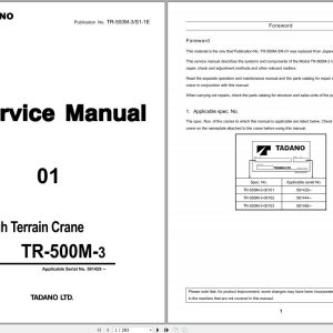 Tadano Rough Terrain Crane TR 500M 3 Service Manual Diagrams 1