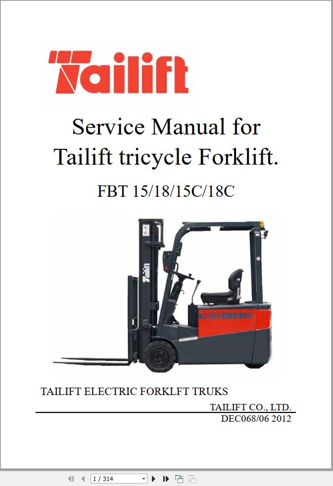 Tailift Forklift FBT15 FBT18 FBT15C FBT18C Service Manual 1