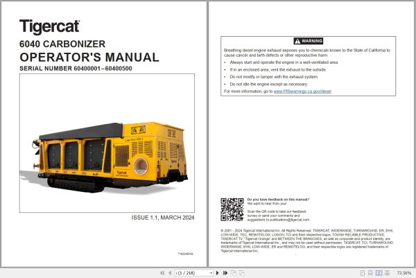 Tigercat Carbonizer 6040 Operators Manual 1