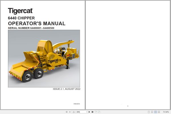 Tigercat Chipper 6440 Operators Manual 1