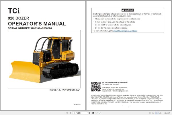 Tigercat Dozer 920 Operators Manual 1
