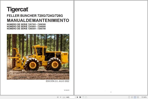 Tigercat Feller Buncher 720G 724G 726G Maintenance Manual 60149ASPA 1