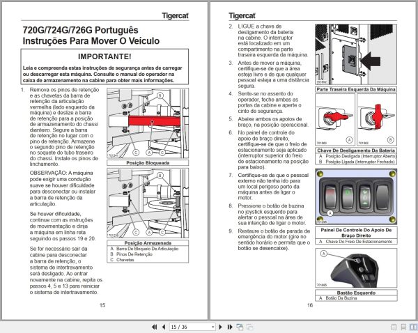 Tigercat Feller Buncher 720G 724G 726G Vehicle Moving And Transporting Instructions 66426AMUL 2