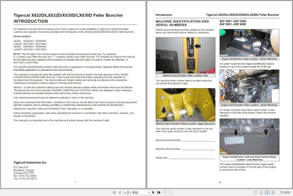 Tigercat Feller Buncher X822D LX822D X830D LX830D Service Manual 46199AENG 1