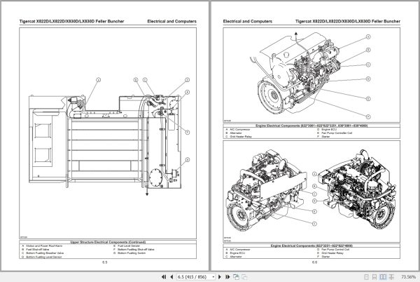 Tigercat Feller Buncher X822D LX822D X830D LX830D Service Manual 46199AENG 2