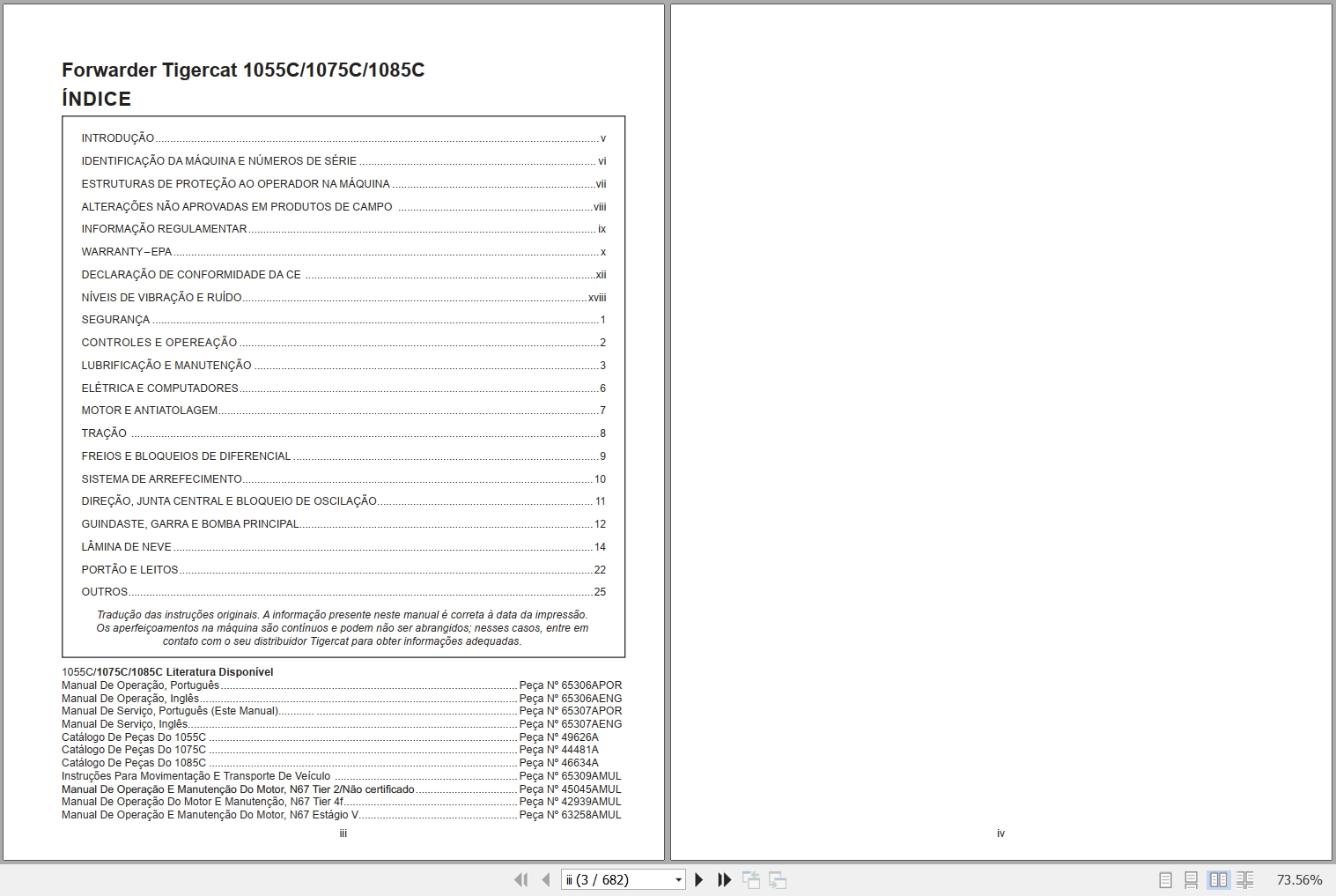 Tigercat Forwarder 1055C 1075C 1085C Service Manual 65307APOR 1