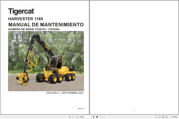 Tigercat Harvester 1165 Maintenance Manual 57567ASPA 1