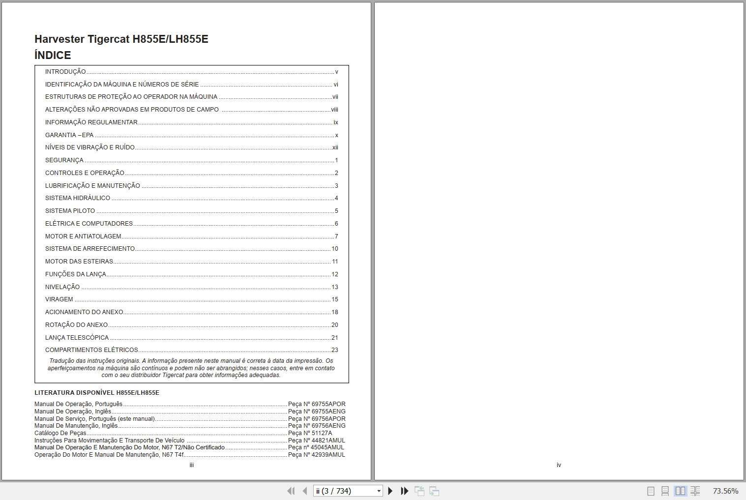 Tigercat Harvester H855E LH855E Service Manual 69756APOR 1