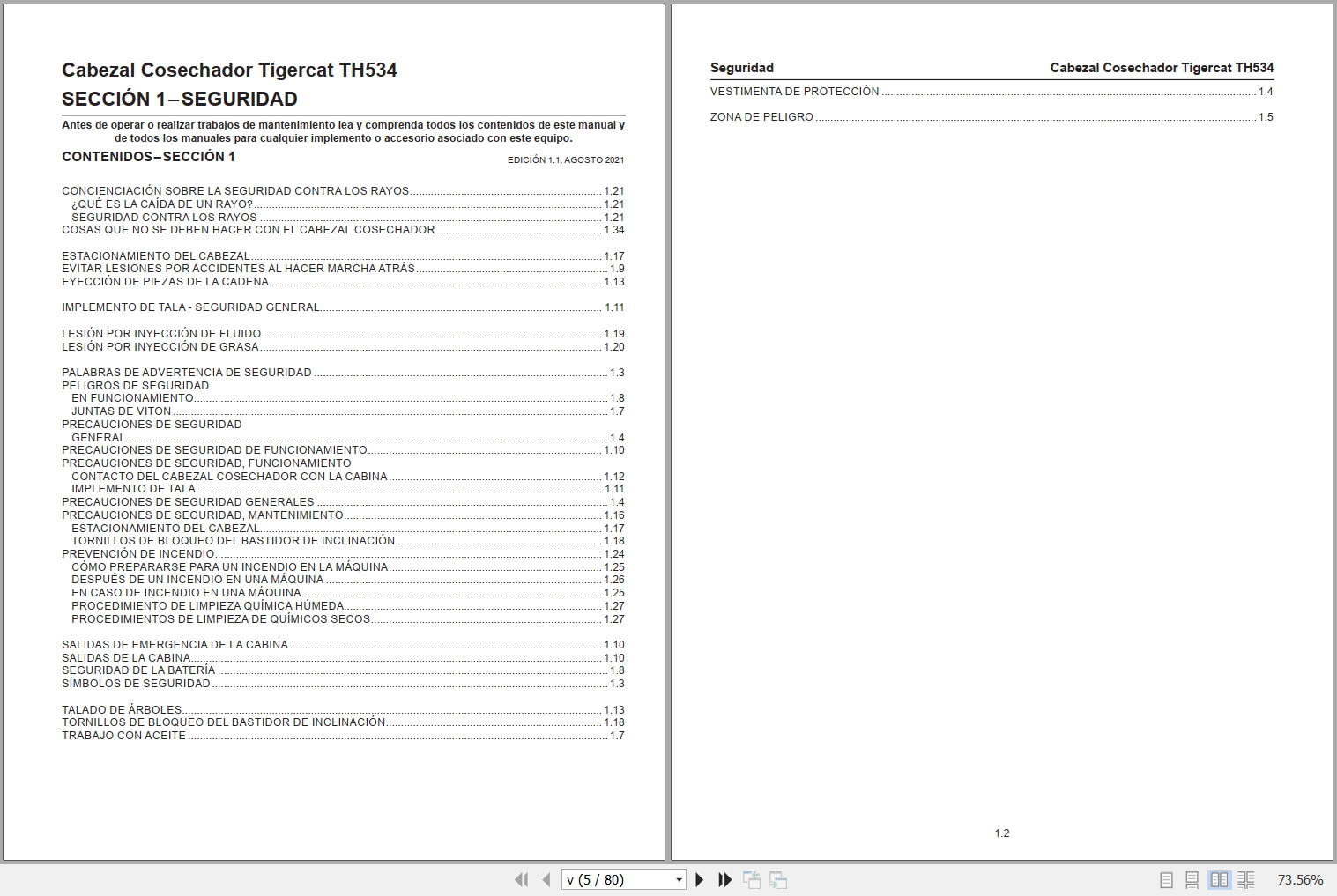 Tigercat Harvesting Head TH534 Operators Manual 64855ASPA 1