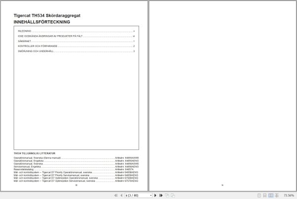 Tigercat Harvesting Head TH534 Operators Manual 64855ASWE 1