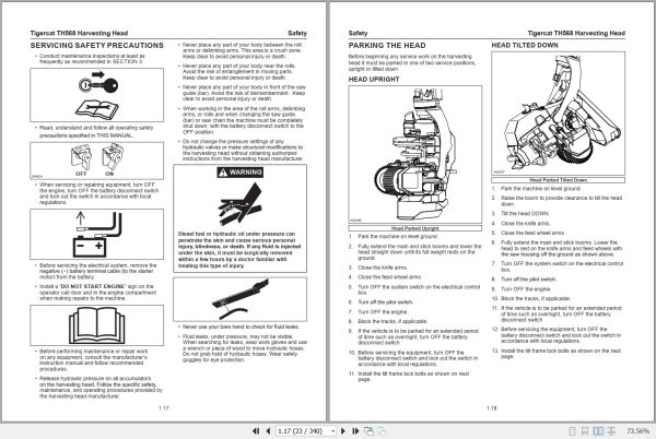 Tigercat Harvesting Head TH568 Service Manual 56526AENG 2