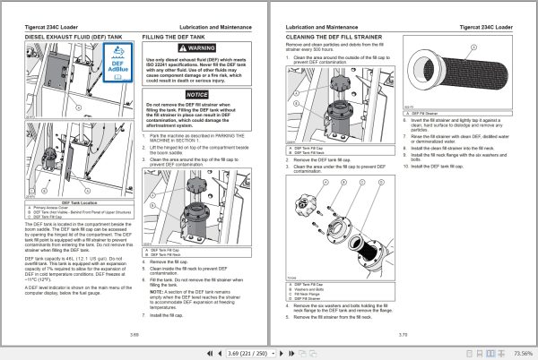 Tigercat Loader 234C Operators Manual 72860AENG 2