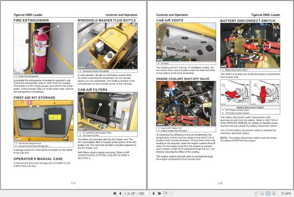 Tigercat Loader 250D Operators Manual 71138AENG 2