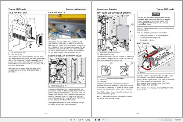 Tigercat Loader 250E Operators Manual 75372AENG 2