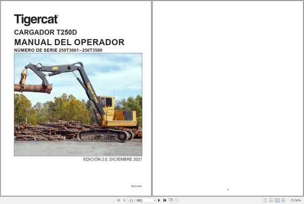 Tigercat Loader T250D Operators Manual 65231ASPA 1