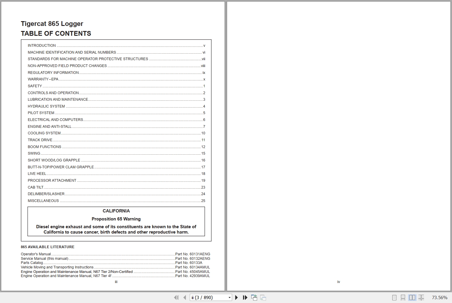 Tigercat Logger 865 Service Manual 60132AENG 1