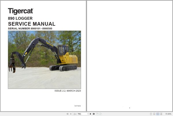 Tigercat Logger 890 Service Manual 54278AENG 1