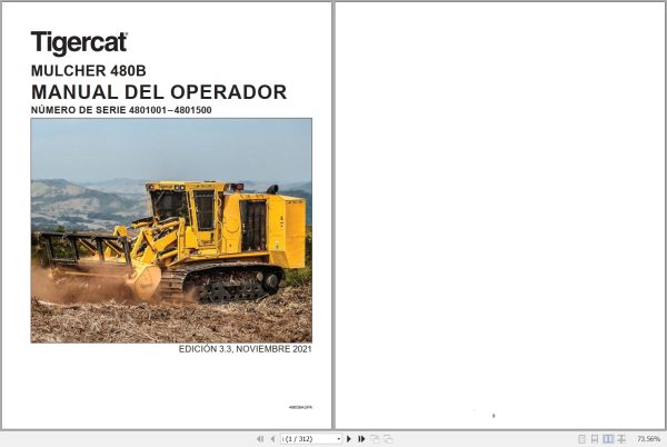 Tigercat Mulcher 480B Operators Manual 49609ASPA 1