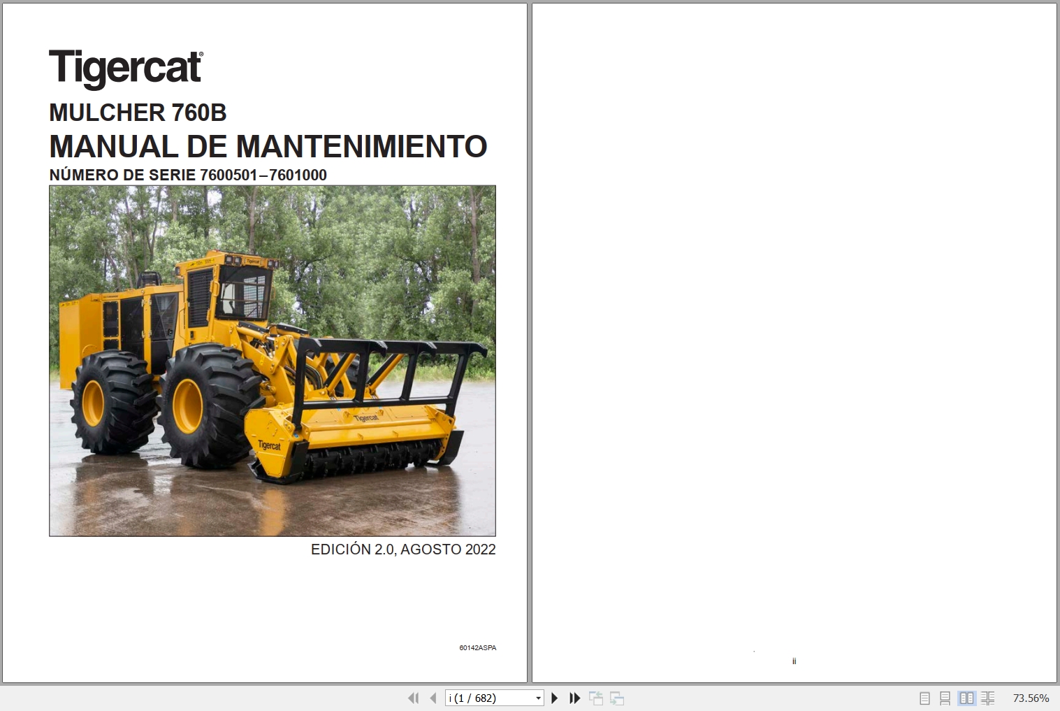 Tigercat Mulcher 760B Maintenance Manual 60142ASPA 1