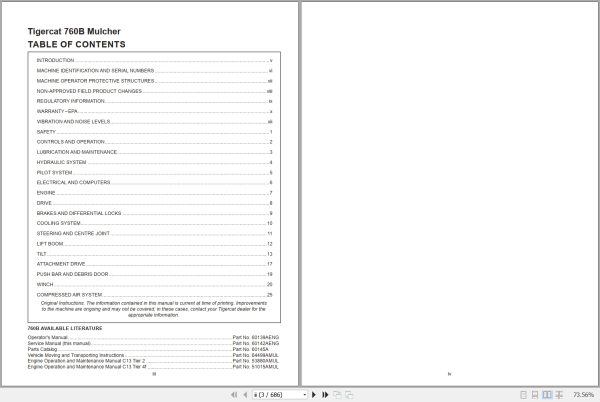 Tigercat Mulcher 760B Service Manual 60142AENG 1