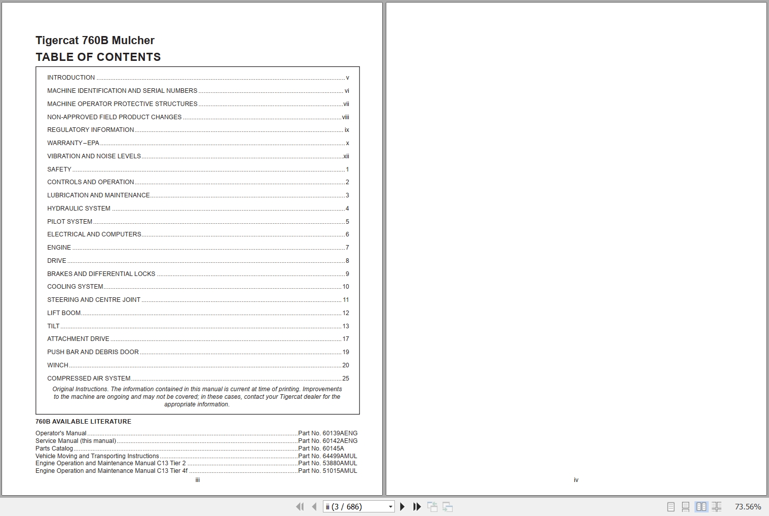 Tigercat Mulcher 760B Service Manual 60142AENG 1