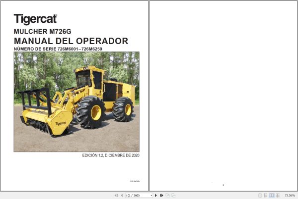 Tigercat Mulcher M726G Operators Manual 63518ASPA 1