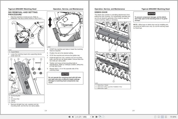 Tigercat Mulching Head 4054 4061 Operators And Service Manual 66962AENG 2