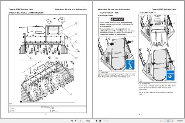 Tigercat Mulching Head 4161 Operators And Service Manual 72105AENG 2