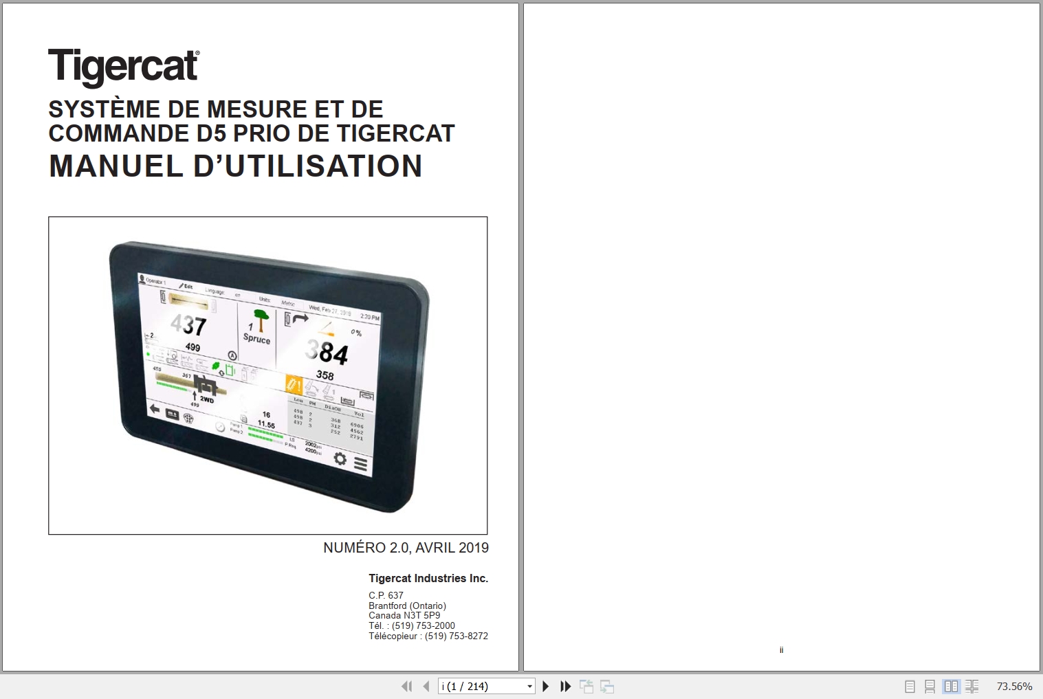 Tigercat Priority Measuring And Control System D5 User Manual 43637AFRE 1