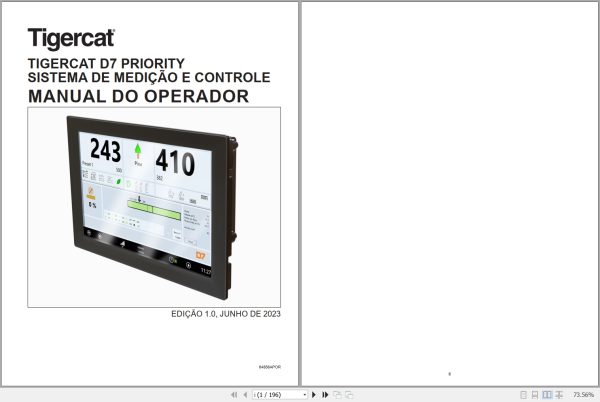 Tigercat Priority Measuring And Control System D7 Operators Manual 64858APOR 1
