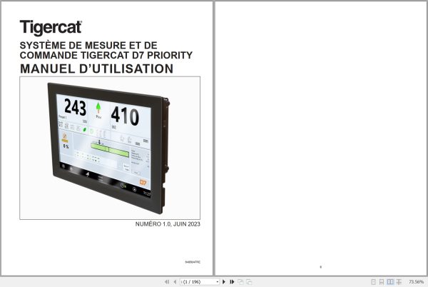 Tigercat Priority Measuring And Control System D7 User Manual 64858AFRE 1