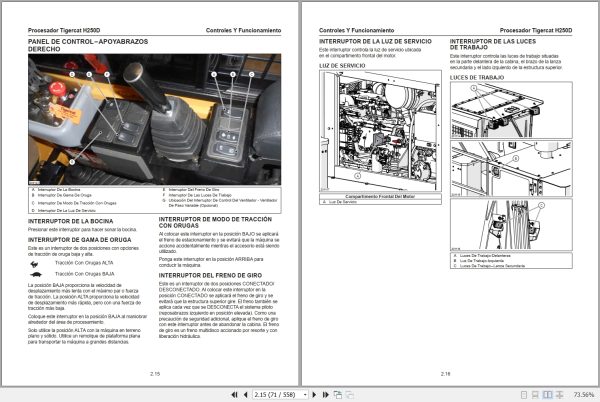 Tigercat Processor H250D Maintenance Manual 66006ASPA 2