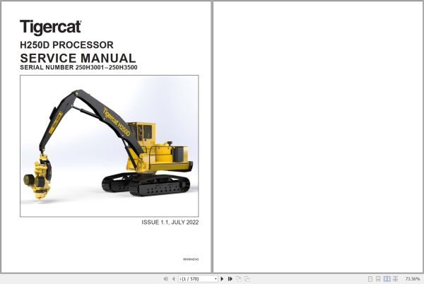 Tigercat Processor H250D Service Manual 66006AENG 1