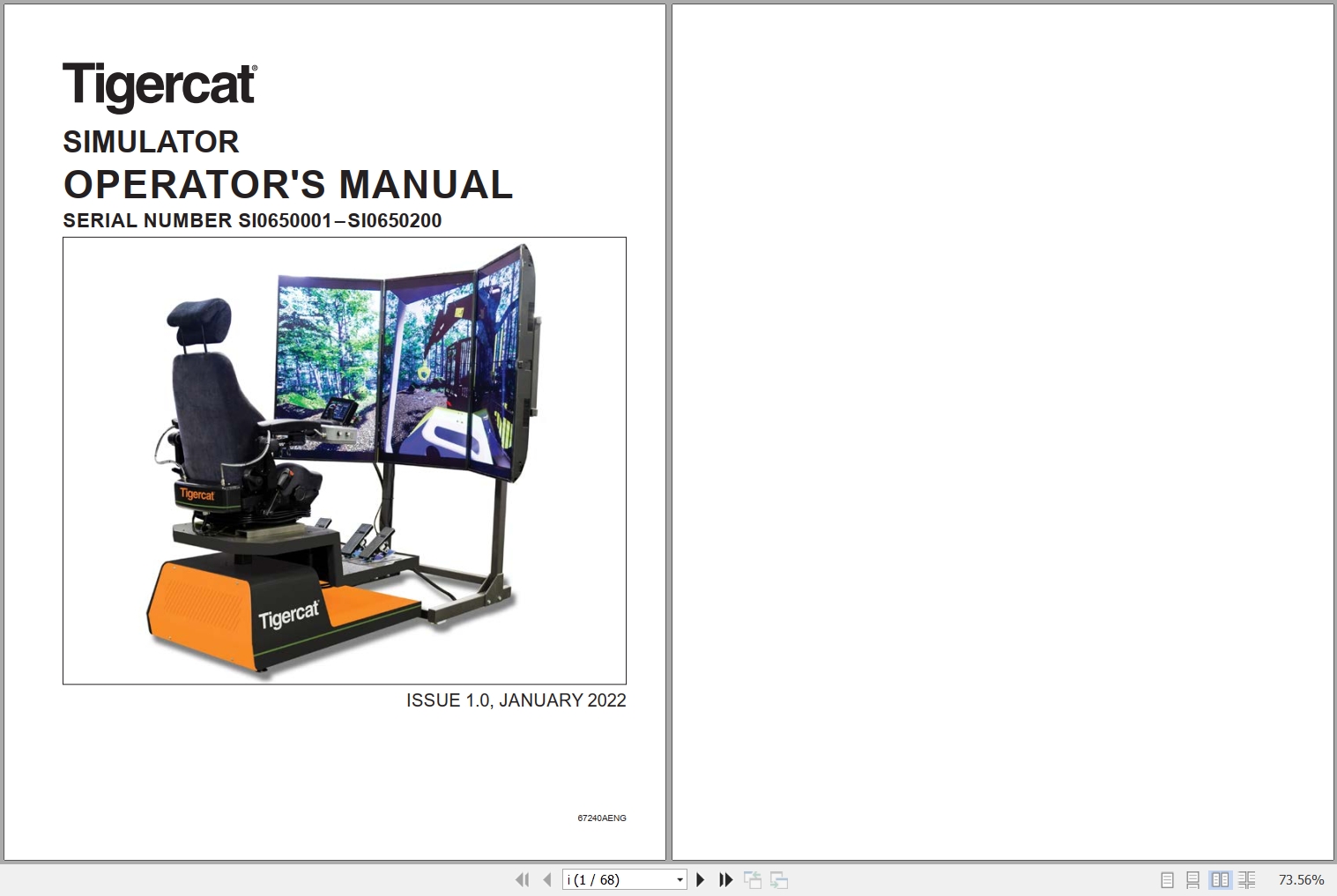 Tigercat Simulator Operators Manual 67240AENG 1