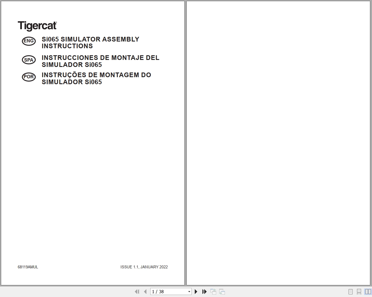 Tigercat Simulator Si065 Assembly Instructions 68119AMUL 1