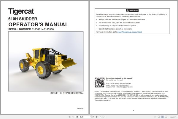 Tigercat Skidder 610H Operators Manual 1