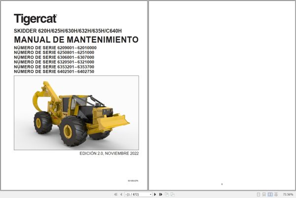 Tigercat Skidder 620H 625H 630H 632H 635H C640H Maintenance Manual 60195ASPA 1