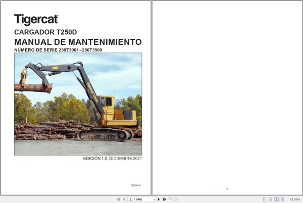 Tigercat Track Loader T250D Maintenance Manual 65232ASPA 1
