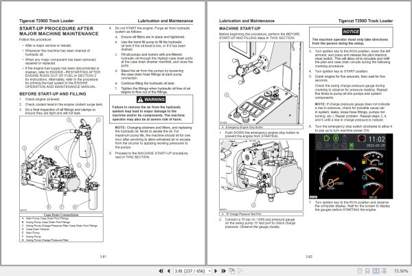 Tigercat Track Loader T250D Service Manual 71141AENG 2