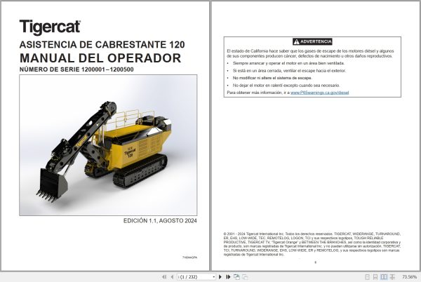 Tigercat Winch Assist 120 Operators Manual 71904ASPA 1