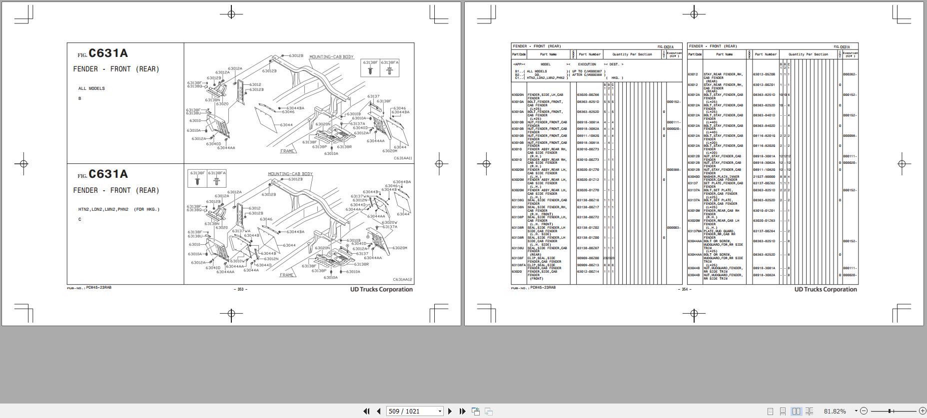 UD TRUCK CWB45AHTN2 to CWB45APHN1 Parts Catalog PCW4523RAB 2