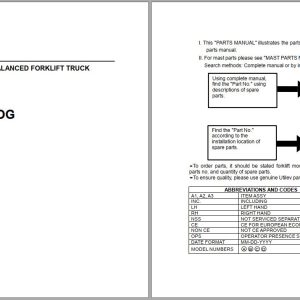 UTILEV Forklift UT25C UT30C Parts Catalog 76001981R07 1