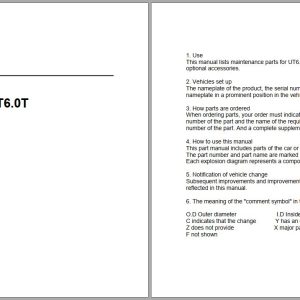UTILEV Forklift UT6.0T Parts Manual 76502983R0 1